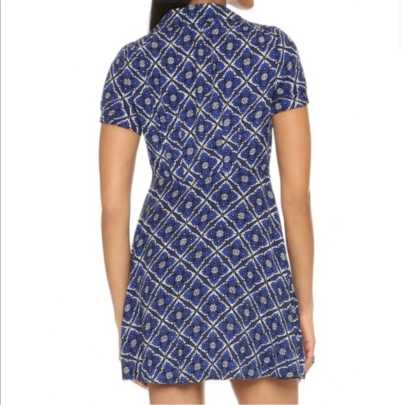 NWOT Free People Button Front Blue Black V-Neck Dress Onyx Combo Size 6 - Picture 2 of 6